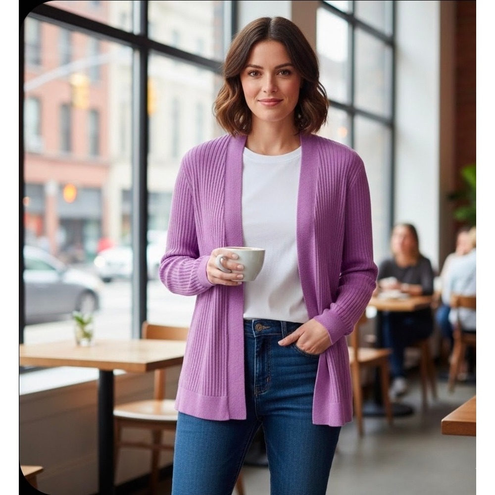 Old Navy Womens Purple Ribbed Open Front Cardigan‎ Sweater XXL